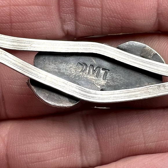 Signed Navajo Sterling Silver Turquoise Squash Blossom Cuff Bracelet 6.75" - Picture 6 of 6